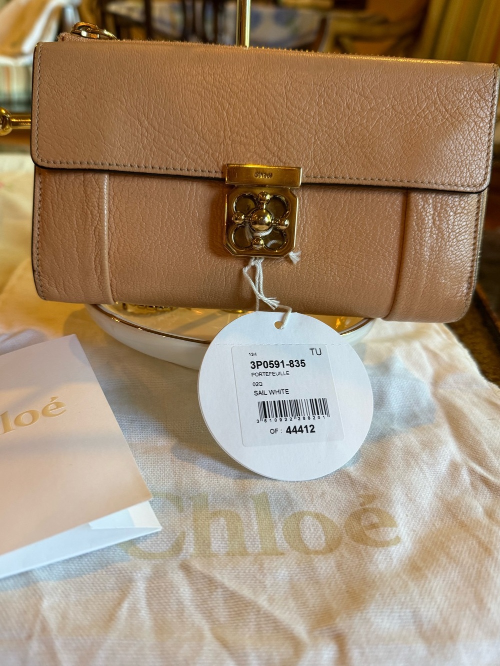 Authentic Chloé Elsie Leather Long Continental Wallet Cream/ Pink - Picture 1 of 17